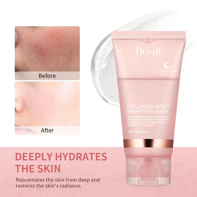 Collagen Overnight Wrapping Peel Off Facial Mask Set Korean Collagen Night Wrapping Mask Deeply Hydrates Night Care Mask Cream - Smarsty
