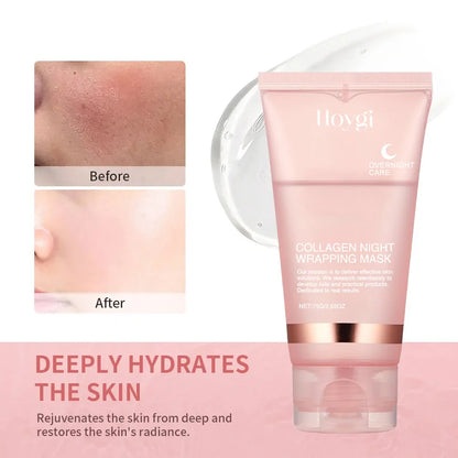 Collagen Overnight Wrapping Peel Off Facial Mask Set Korean Collagen Night Wrapping Mask Deeply Hydrates Night Care Mask Cream - Smarsty