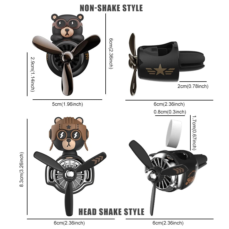 Odorless Car Air Freshener Vent Clip Bear Pilot Decor - Smarsty