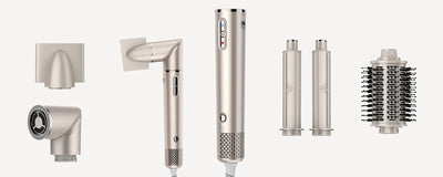 FENTGO Hair Dryer Brush & 5 in 1 Hair Styler, Silver, 110 Volts, 1400 Watts, Ionic Technology, Fast Drying, Multi Styler for Str