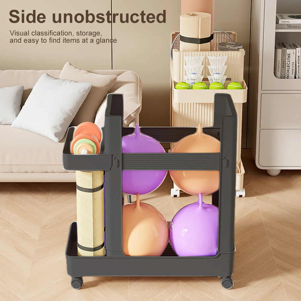 Gym Equipment Holder with Wheels Sports Equipment Storage Rack Yoga Mat Storage Basket Fitness Equipment Sports Tools Organizer by Smarsty