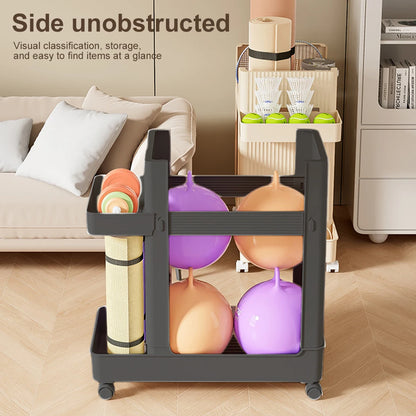 Gym Equipment Holder with Wheels Sports Equipment Storage Rack Yoga Mat Storage Basket Fitness Equipment Sports Tools Organizer by Smarsty