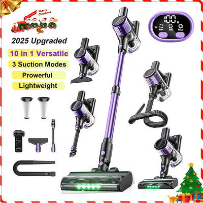 Cordless Vacuum Cleaner, 55Kpa/500W/45min 10 in 1 Powerful Stick Lightweight Vacuum Cleaner for Home Pet Hair/Hard Floor/Carpet - Smarsty