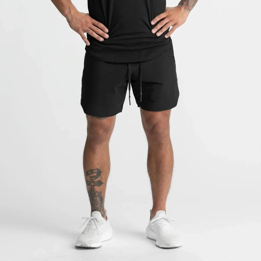 2024  Men's Running Shorts Single-Layer Woven Quick Dry Gym Solid Color Fitness Sports Casual Workout Sportswear Fifth Pants New - Smarsty