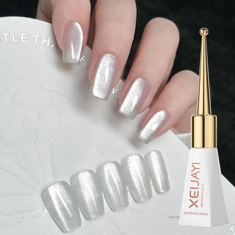 Holographic Cat Eye Gel Nail Polish With Galactic Effect - Smarsty