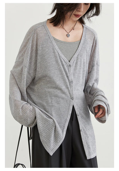 CHIC VEN Women's Cardigan New V-neck Long Sleeved Female Shirt Female Jumpers Sun Protection Woman Top Spring Summer 2024