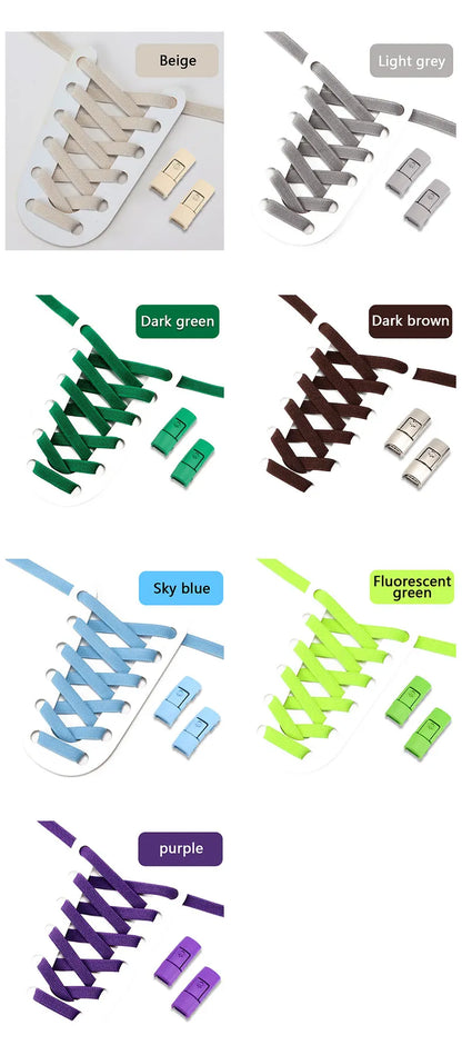No Tie Shoe laces Press Lock Shoelaces without ties Elastic Laces Sneaker Kids Adult 8MM Widened Flat Shoelace for Shoes - Smarsty