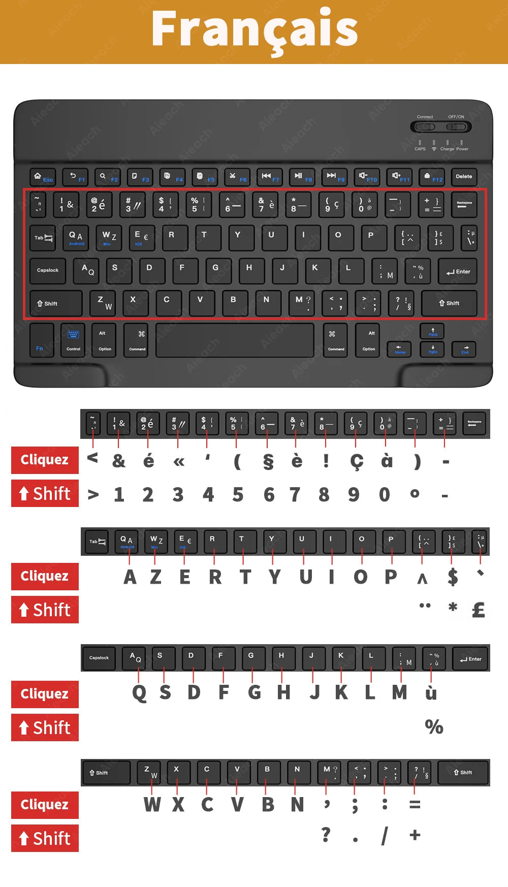 Wireless Tablet Keyboard with Rainbow Backlit for iPad