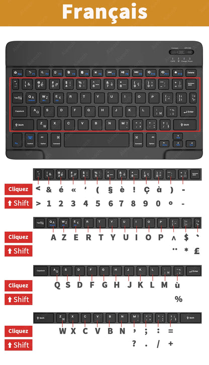 Wireless Tablet Keyboard with Rainbow Backlit for iPad