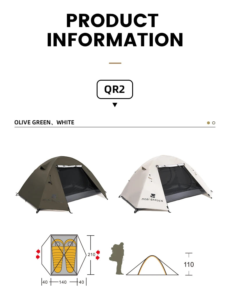 MOBI GARDEN Camping Backpacking Tent Waterproof Rainproof Hiking Silver Coated Sun Protection Easy Set Up