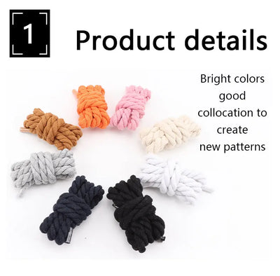 Quality Round Shoelaces Colorful 1CM Thicker Cotton Shoelace Running Sneakers Laces 1Pair 100/120/140CM Boots Shoe laces Shoes - Smarsty