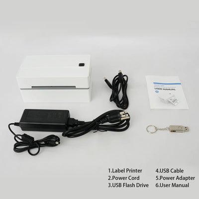 Thermal Label Printer Portable No Ink Required 203DPI 4x6 for Small Business Bluetooth USB High Speed Express Airway Bill - Smarsty