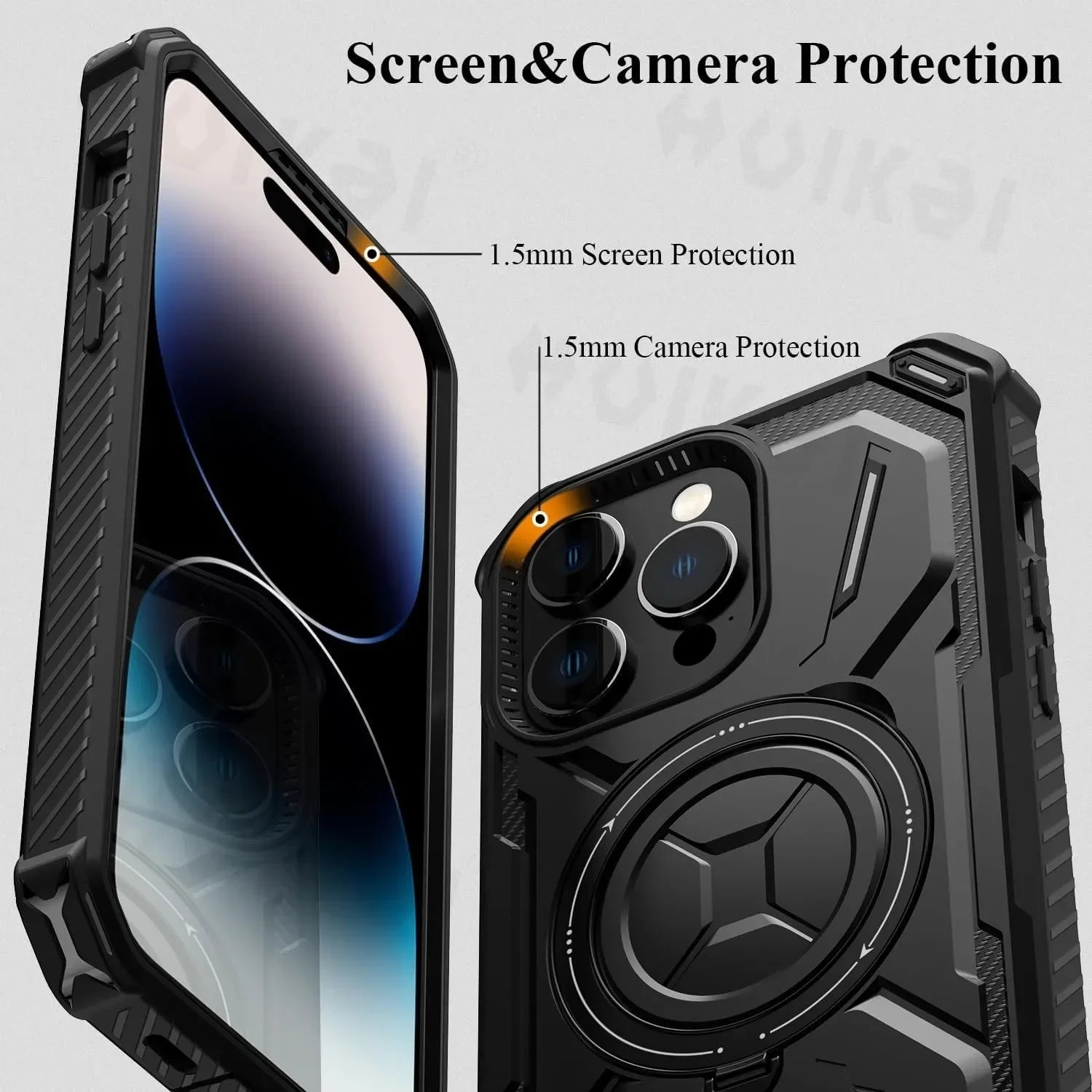 Case for iPhone 16 Pro Max 15 Plus 14 Pro 13 12 Magnetic MagSafe Heavy Duty Shock Absorption Body Protective Rotatable Kickstan