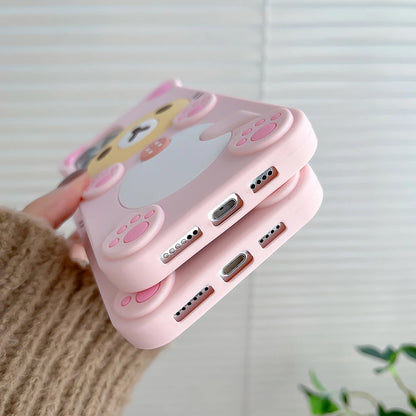 3D Cartoon Kawaii Rilakkuma Bear Soft Silicon Case For iPhone 17 16 15 14 13 12 Mini 11 Pro X XS Max XR 6 6S 7 8 Plus SE Cover