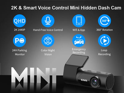 Car Dash Cam 2K Video Recorder With Night Vision WiFi - Smarsty