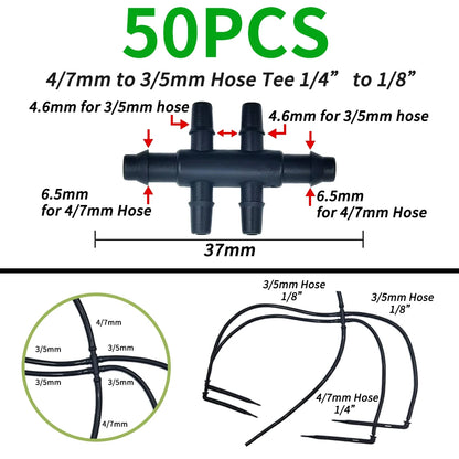 Oasis 50PCS Plastic Barbed Tee Connectors for Drip Irrigation - Smarsty