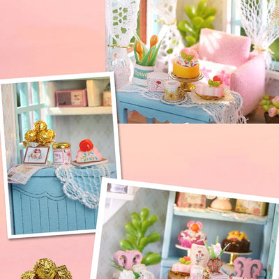 DIY Mini Wooden Doll House Assembly Building Model Pink Princess Villa Architecture Kit 3D Puzzle Dollhouse With Furniture Gifts by Smarsty