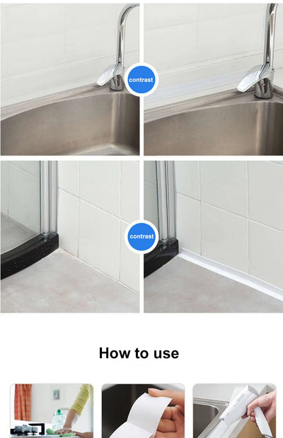 3.2M Bath Caulk Tape Self Adhesive PVC Oil-Proof Kitchen Sink Edge Corner Wall Sticker Waterproof Toilet Sealing Strip Tape - Smarsty