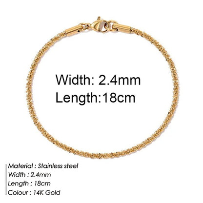 Gold Stainless Steel Twist Chain Bracelet for Women - Smarsty