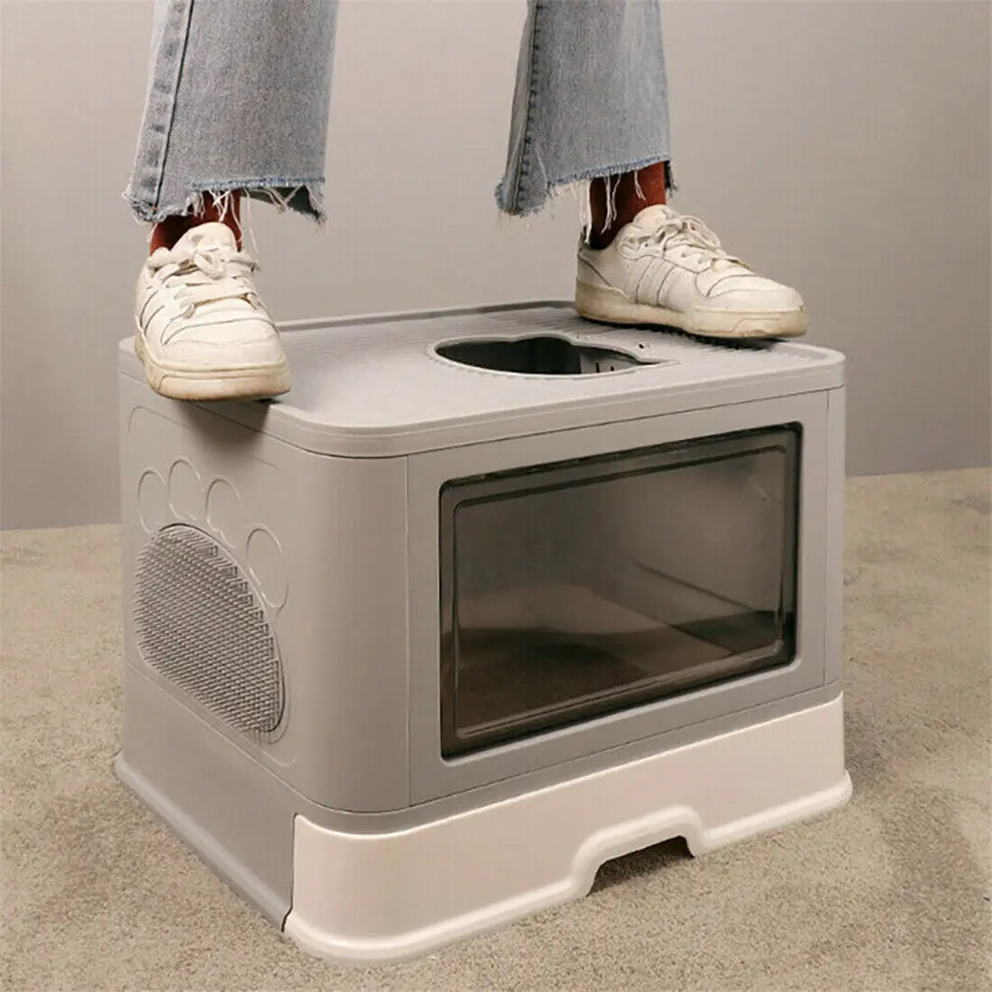 Foldable Cat Litter Box with Massager Scoop - Smarsty