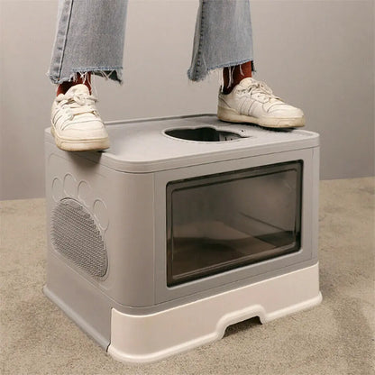 Foldable Cat Litter Box with Massager Scoop - Smarsty