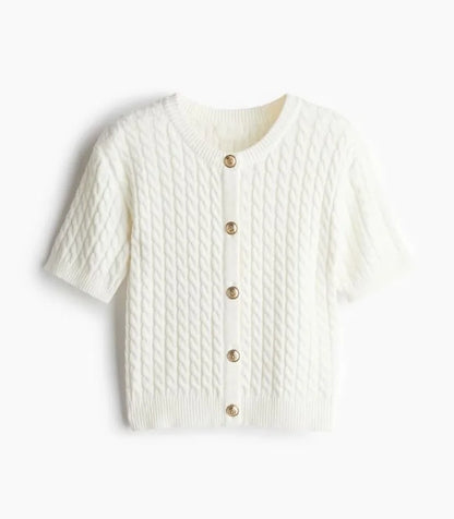 Trendix Women Winter Knit Cardigan Winter Street Fashion Patchwork Ribbed Short Sleeve Sweater Autumn Commute Knitwear Crop Top - Smarsty