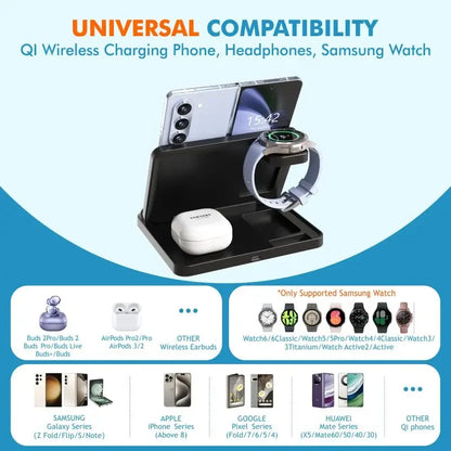 3 In 1 Wireless Charger Stand With Fast Charging Dock - Smarsty