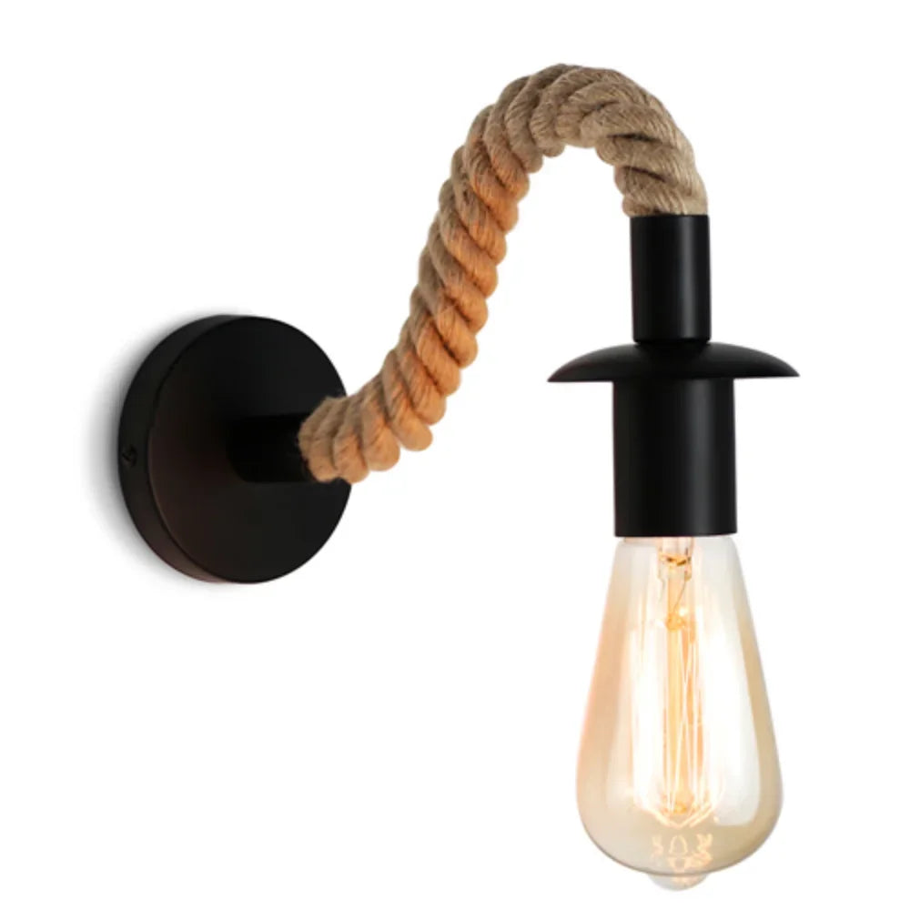 Retro Hemp Rope Wall Lamp for Stylish Indoor Lighting - Smarsty