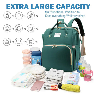 3 In 1 Diaper Bag Backpack Foldable Baby Bed Waterproof Travel Bag with USB Charge Diaper Bag Backpack with Changing Bed 3 types by Smarsty