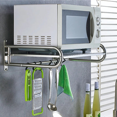 Microwave Oven Rack Stainless Steel Microwave Oven Shelf Wall-Mounted Kitchen Shelf Kitchen Shelves Counter - Smarsty