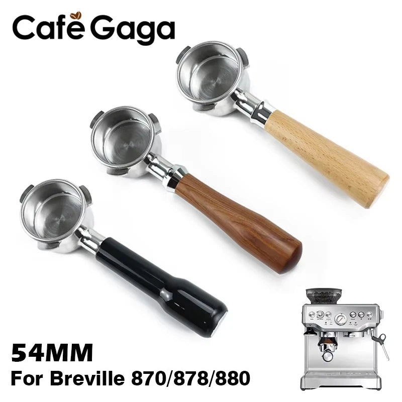 54mm Coffee Bottomless Portafilter For Breville Sage 870 878 880 With Replaceable Filter Basket Home Kitchen Barista Accessories - Smarsty