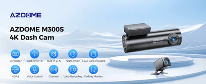 Dual Dash Cam 4K Night Vision With GPS ADAS Parking - Smarsty