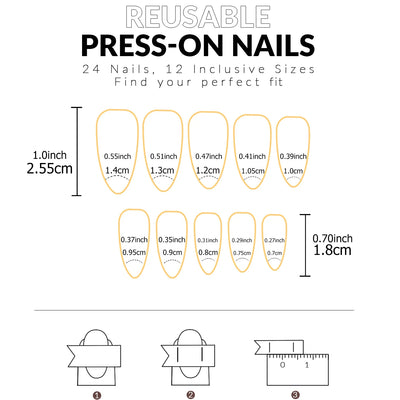24PCS French Almond Fake Nails with Pearl Trim - Smarsty