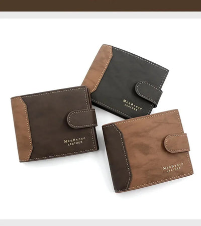 Men's Wallet with Hasp Business Card Holder Case Male Short Purse PU Leather Money Bag for Men Credit Card Wallets - Smarsty