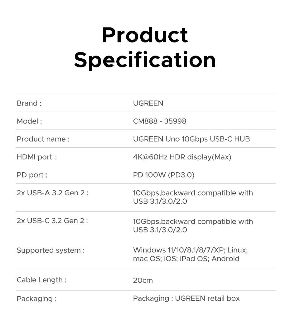 USB C Hub 6 In 1 4K60Hz PD100W ProDockingStation Adapter
