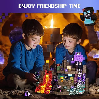 300pcs Warped Forest Magnetic Building Blocks Set, My World Figures Bricks, STEM Educational Toys for Kids, Gifts for Boys Girls