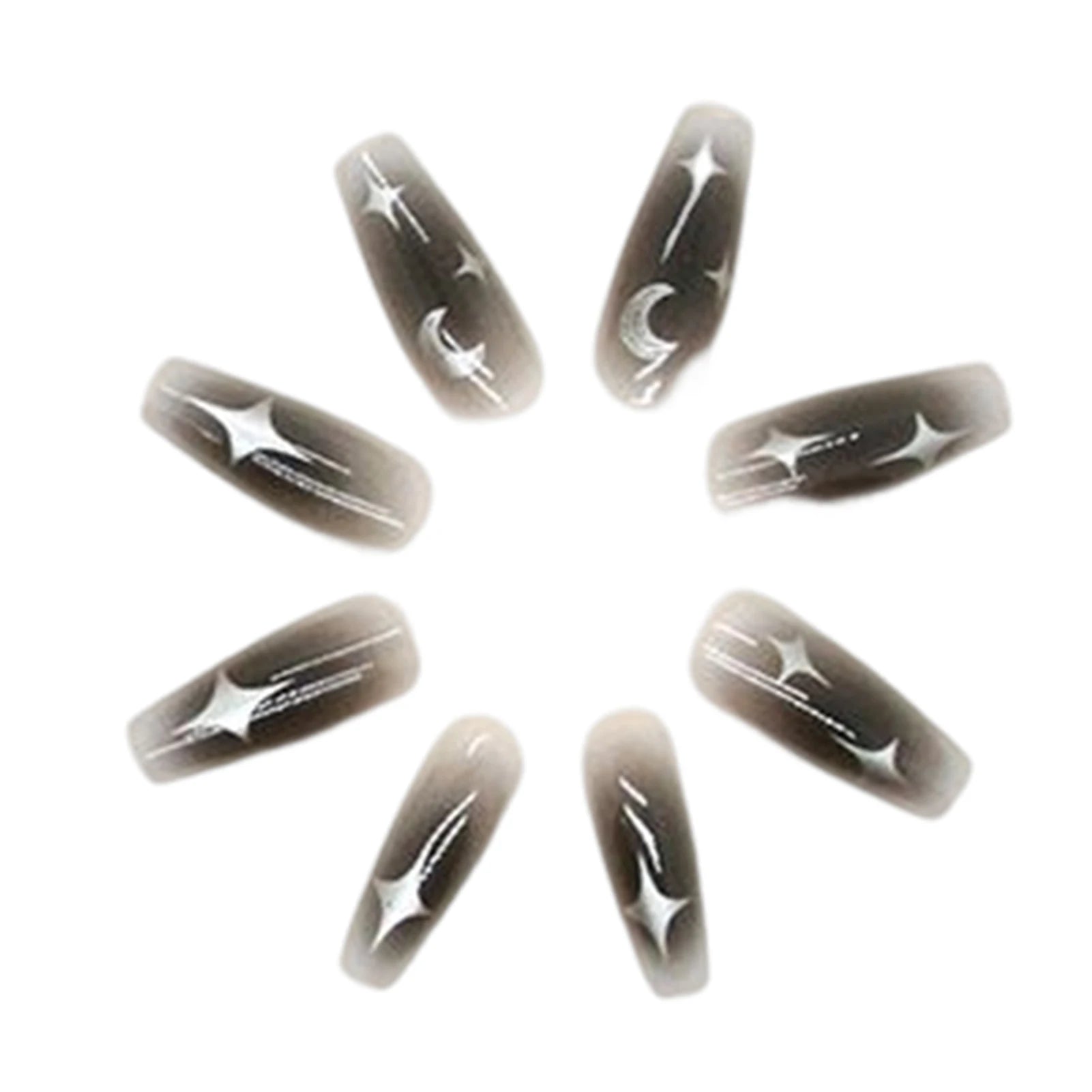 Y2K Star Press On Nails with Moon Designs - Smarsty