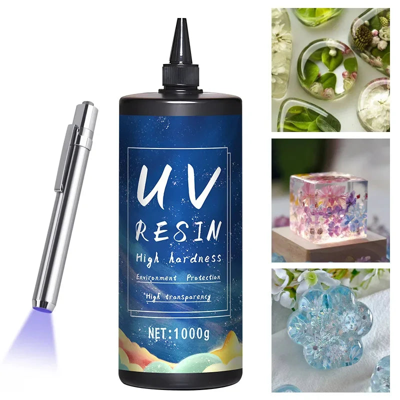 UV Resin Glue for DIY Jewelry, Epoxy Resin and UV Lamp High Transparency Fast Drying High Hardness, 20g, 50g, 100g, 250g, 1000g - Smarsty