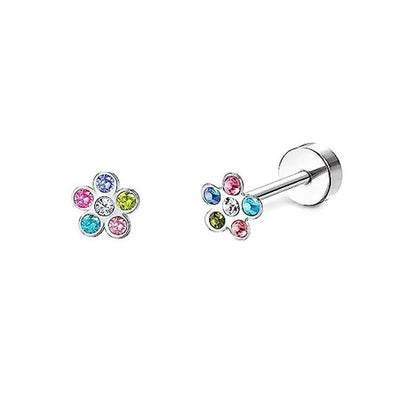 Stainless Steel Heart Moon Ear Studs Screw Back Cartilage - Smarsty