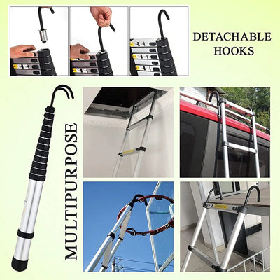 DayPlus Telescoping Ladder Stainless Steel Folding Ladder Portable Extendable Loft Ladder Capacity Max Load 150kg/330lb,EN131 - Smarsty