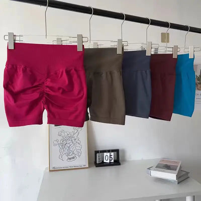 Summer High-Waist Women's Yoga Shorts Breathable Fitness Butt Lift Sports Running Shorts Cycling Push-Up Workout Gym Shorts - Smarsty