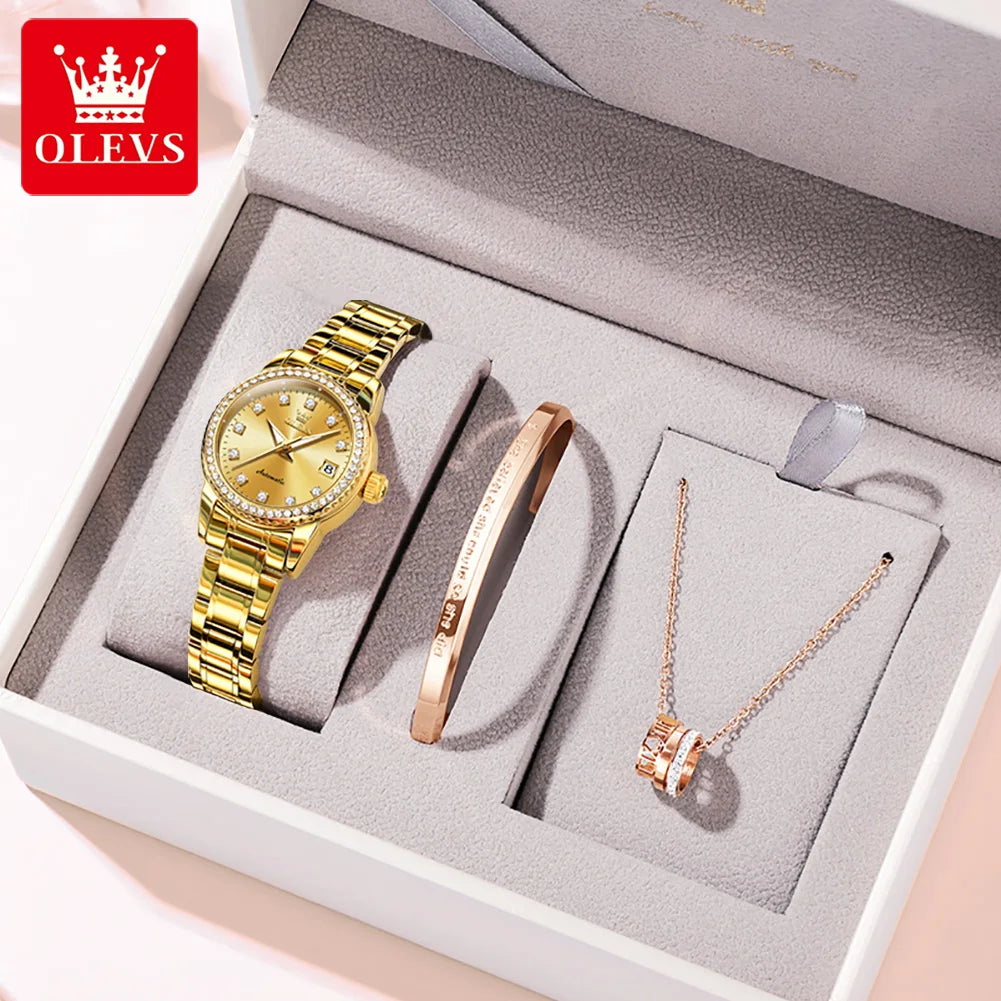 OLEVS Women's Automatic Waterproof Luxury Watch with Luminous Dial - Smarsty