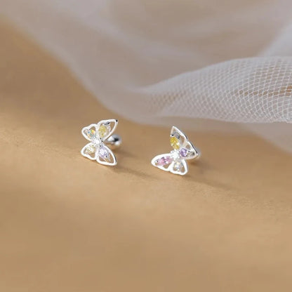 925 Silver Tragus Piercing Helix Studs Butterfly Heart - Smarsty