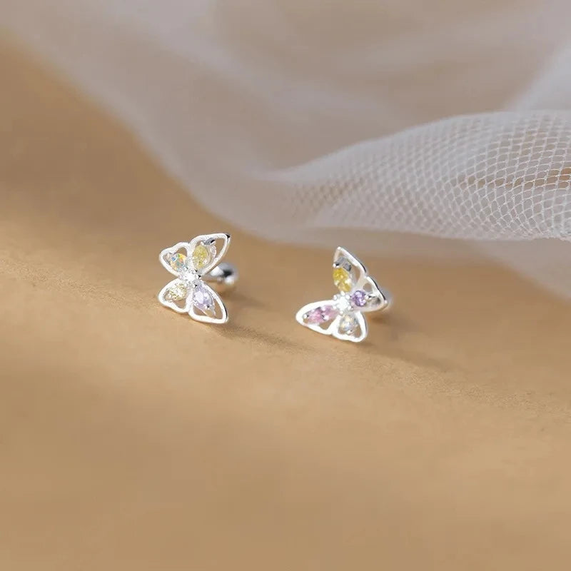 925 Silver Tragus Piercing Helix Studs Butterfly Heart - Smarsty