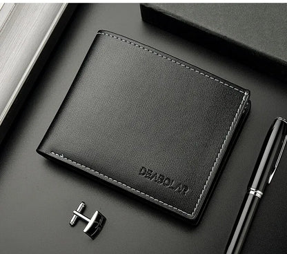 Pu Leather Men Short Wallet Thin Style Folding Young Men Credit Card Holder Wallet - Smarsty