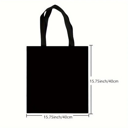 Retro Black Cat Tote Bag Linen Fabric Lightweight Shopping - Smarsty