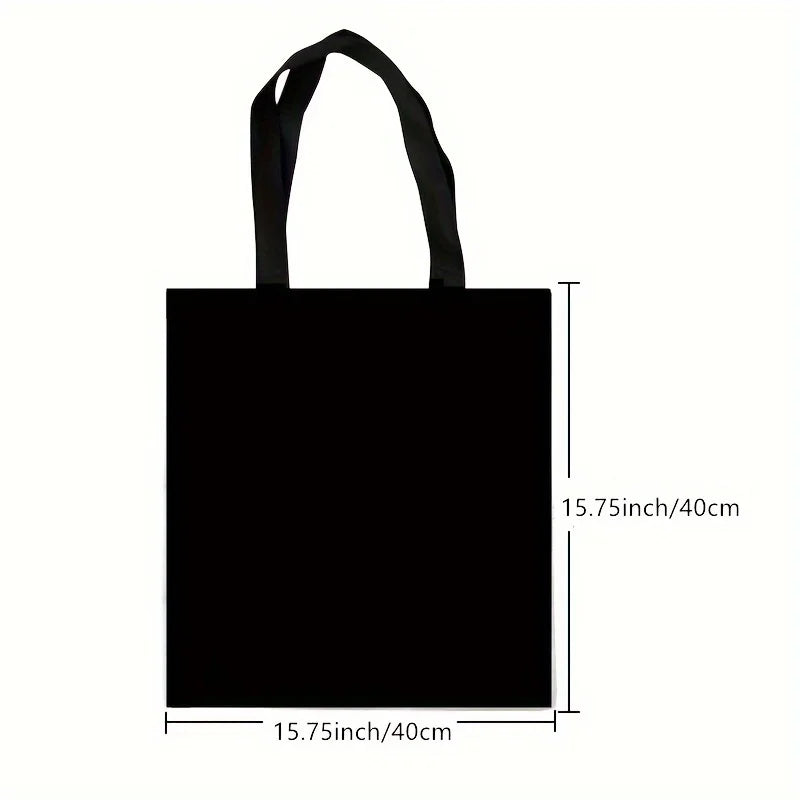 Retro Black Cat Tote Bag Linen Fabric Lightweight Shopping - Smarsty