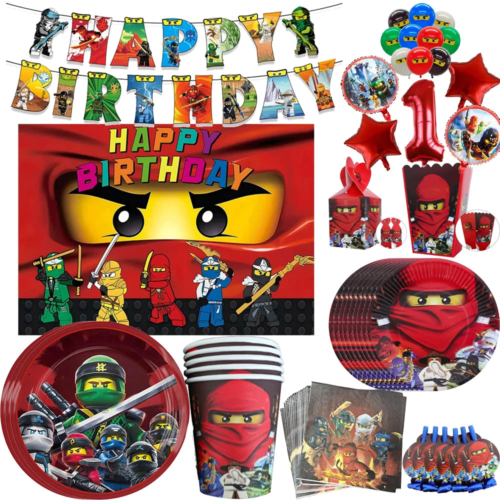 Ninja Theme Birthday Party Disposable Tableware Set - Smarsty