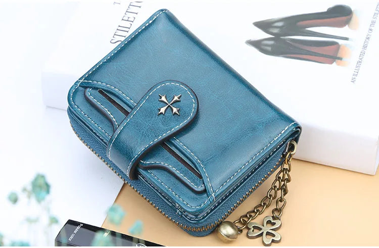 Women Wallets and Purses PU Leather Money Bag Female Short Hasp Purse Small Coin Card Holders Blue Red Clutch New Women Wallet - Smarsty