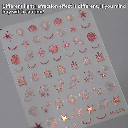 5D Summer Beach Nail Stickers with Shiny Sea Designs - Smarsty